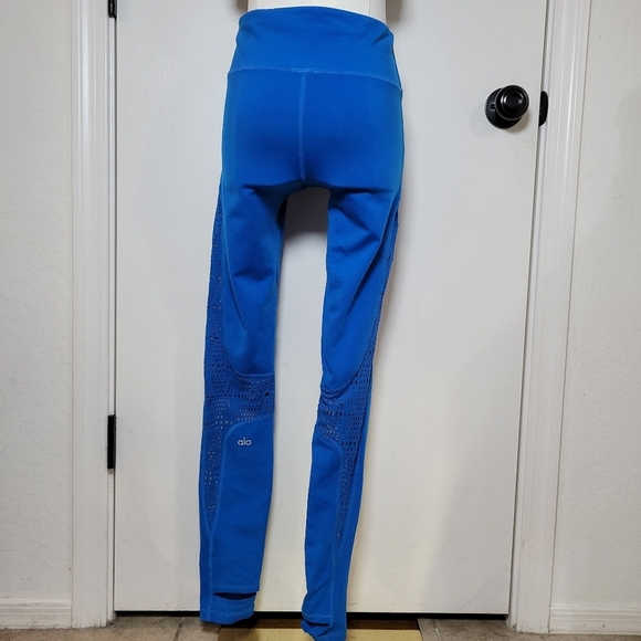 Alo Royal Blue High-Waist Perforated Detail Leggings Size Small Athletic Legging - Picture 5 of 8